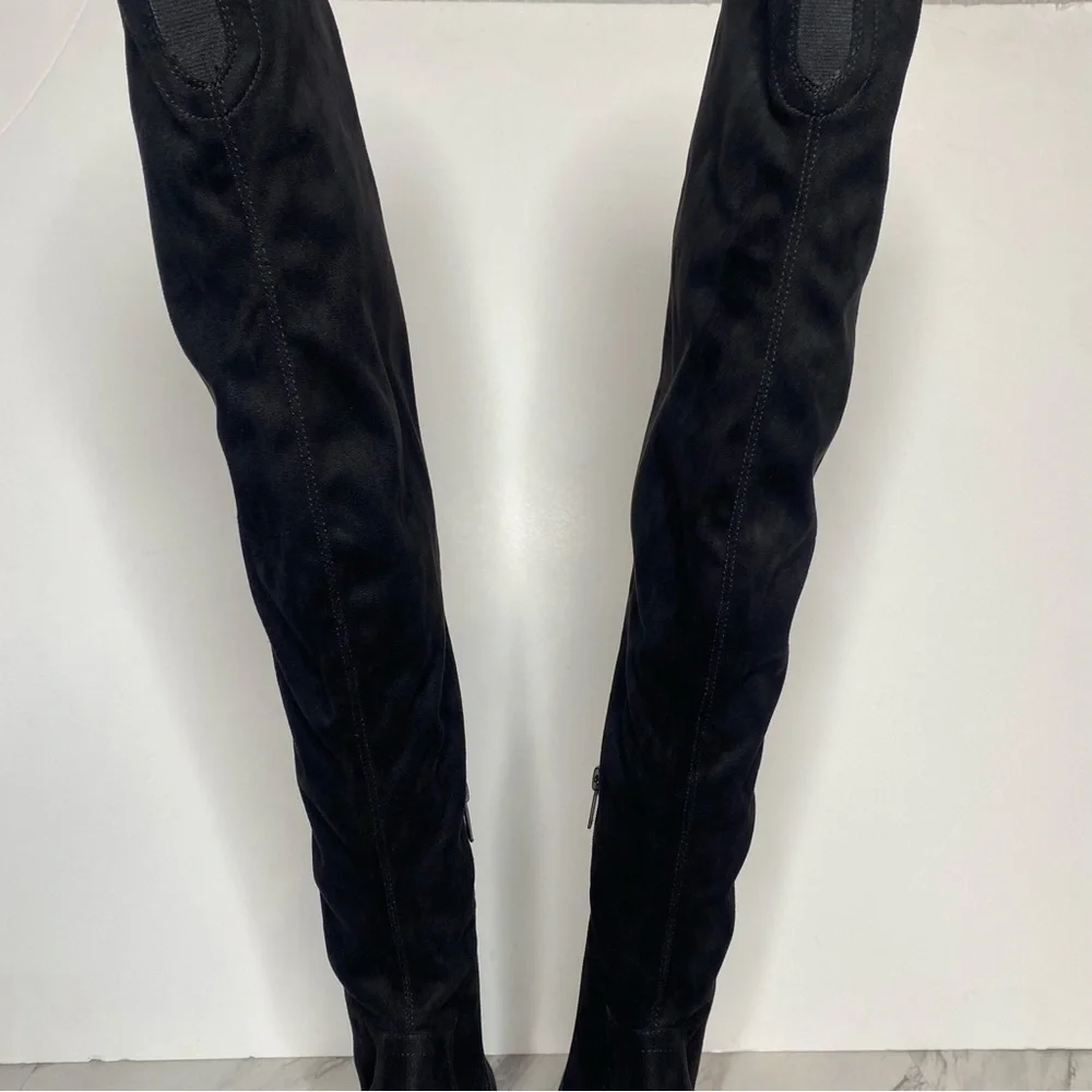 Marc Fisher Gwyneth Black Faux Suede Heeled Over The Knee Boot 10M